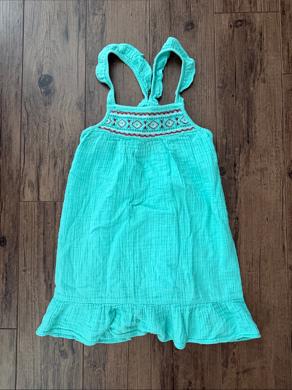 True Craft Girls Aqua Blue Embroidered Dress
